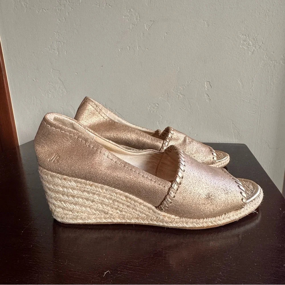 Jack Rogers Gold Palmer Espadrille Wedge Sandals